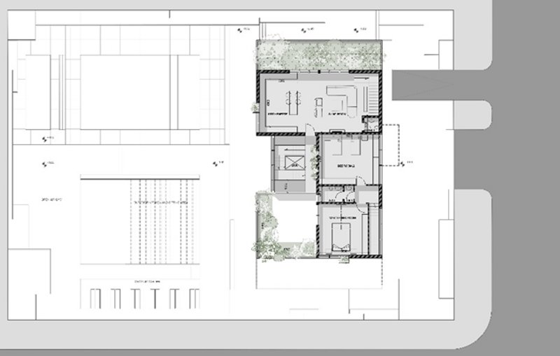 EcoZen Homes' floor plan integrating shared terraces and green features.