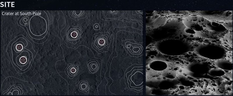 Site location: Crater at the Moon's South Pole.