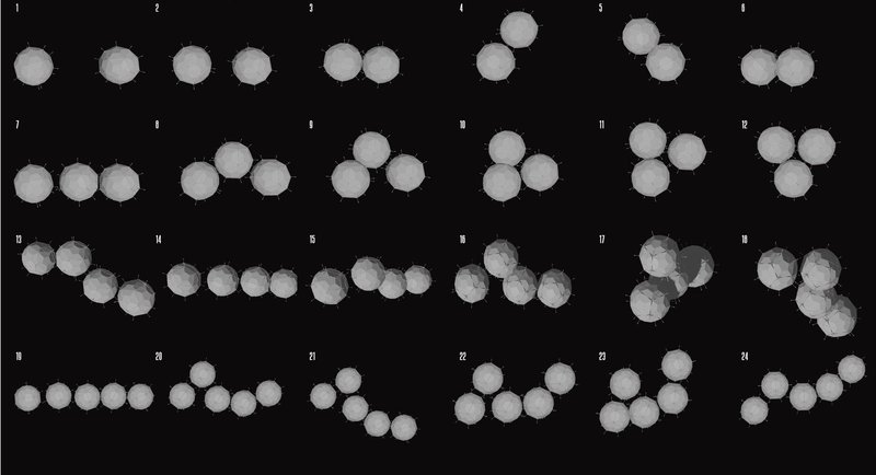FLOCK lunar modules forming various configurations.