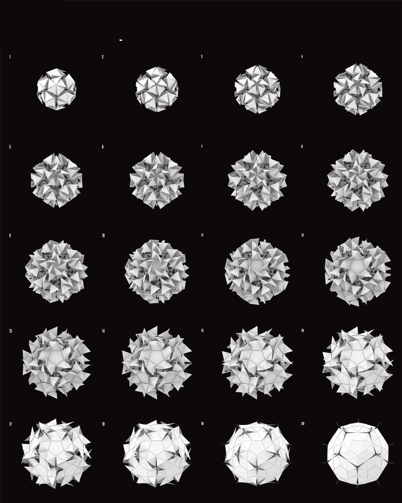 Stages of FLOCK lunar module deployment sequence.