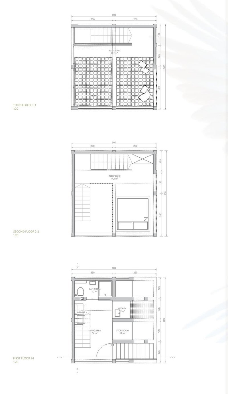 Floor plans of Birdwatchers' Nest cabins.