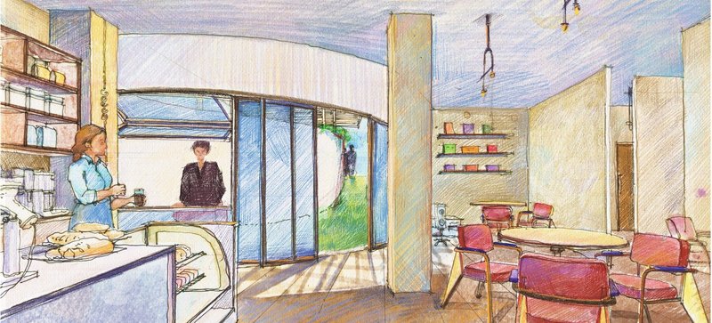 Cozy indoor seating with bright, natural light and minimal design.