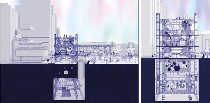 Innovative urban structure with multi-level functionality.