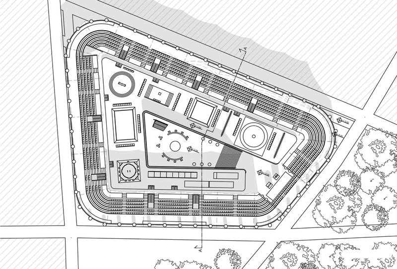 Colosseum floor plan: Detailed layout of competition areas and seating.