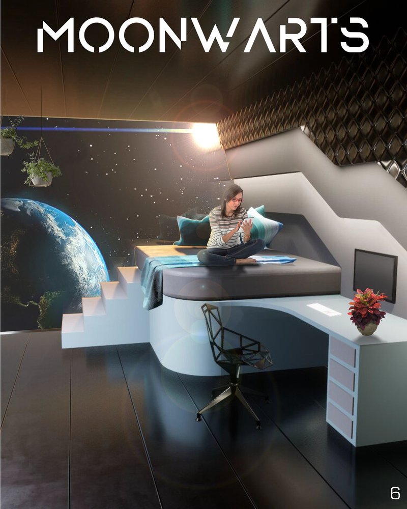 Earth-like living quarters in the MOONWARTS lunar habitat.