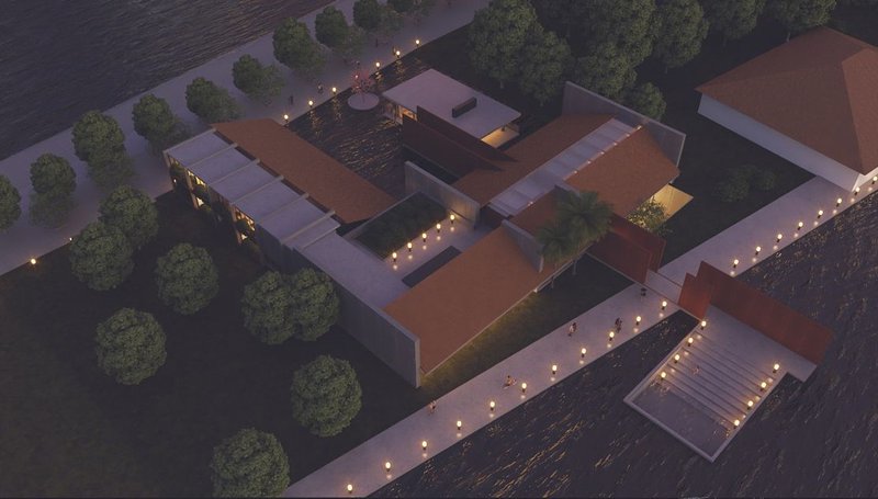 Aerial view of Bài Hát Chùa Music Center.