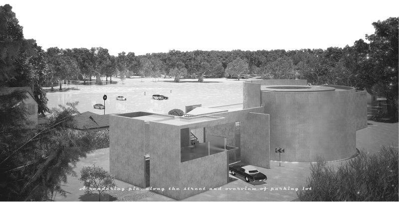 POUHPOWEE: Museum and parking lot blend seamlessly.