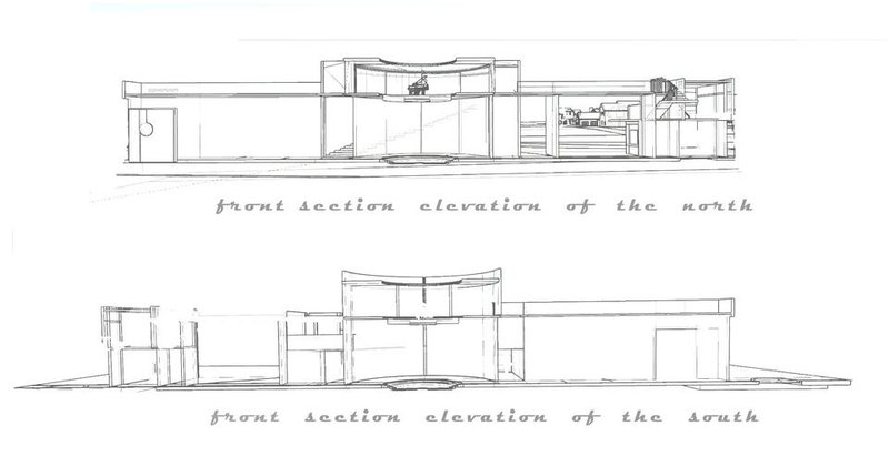 North and south elevations of POUHPOWEE museum.