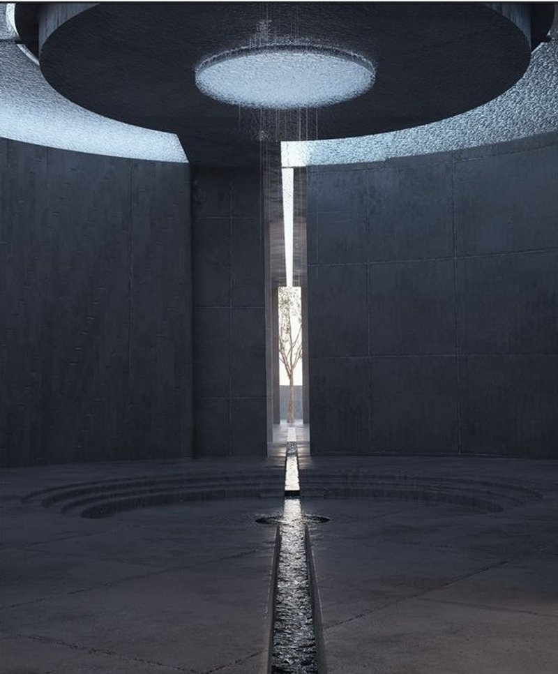 Central courtyard with water feature in POUHPOWEE.