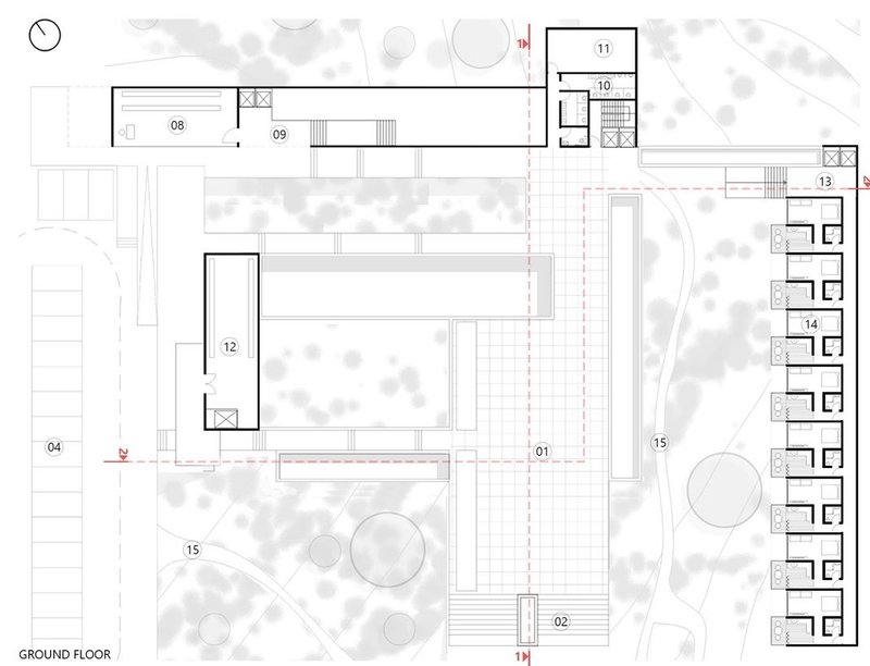 Ground floor plan layout of the Courtyards of Light.