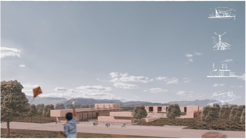 Serene landscape view of the Courtyards of Light.