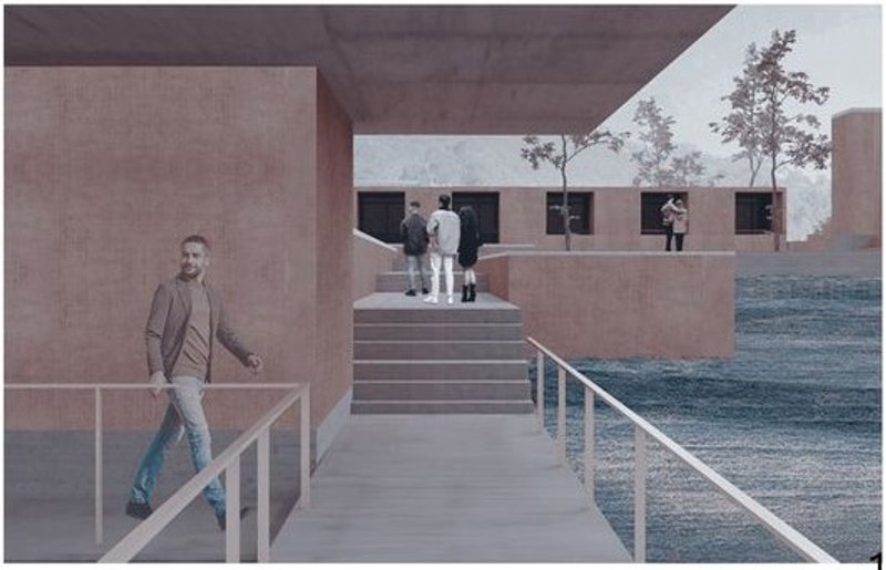 Walkway connecting various sections of the Courtyards of Light.