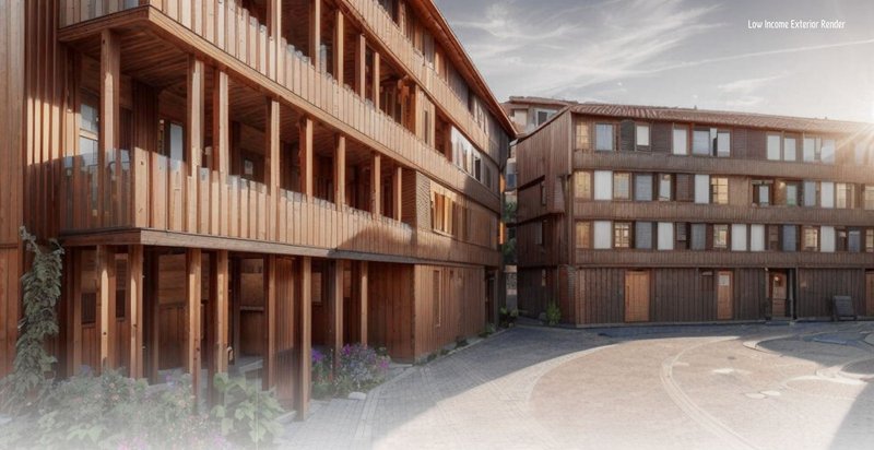 Sustainable wooden architecture for community living.