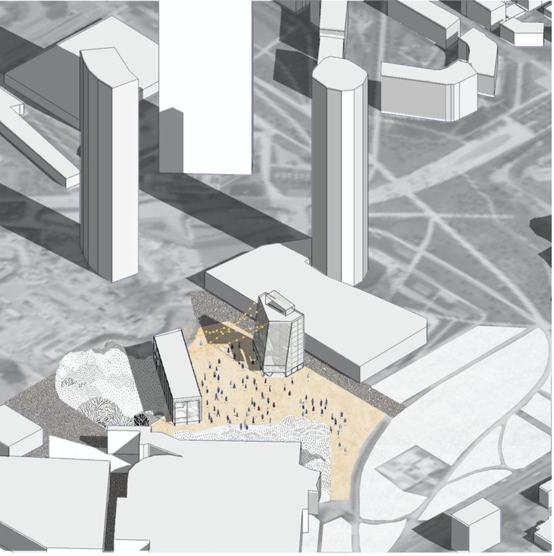 Luminary activates a plaza with cultural energy, creating an urban beacon for collaboration and community.