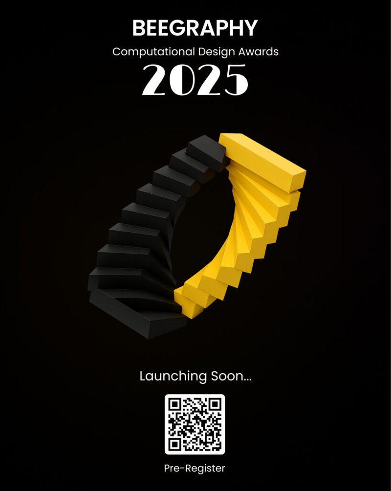 BeeGraphy Computational Design Awards 2025. A new chapter begins. Scan the QR code to pre-register and be part of the global celebration of algorithmic and parametric creativity.