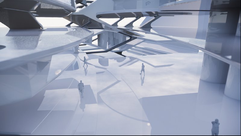 A transparent, tech-enhanced lower level fosters seamless transition between urban flow and arena activity.