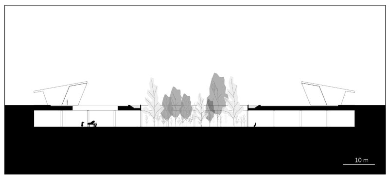 A cross-sectional drawing reveals the tranquil underground sanctuary and the central grove nourished by remembrance.