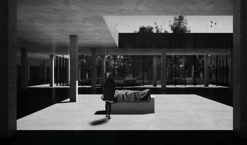 A serene indoor hall where the final farewell unfolds amid filtered light and quiet reverence.