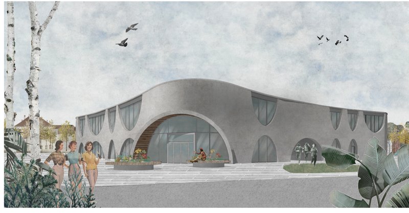 Soft curves and arc windows welcome visitors into a space of calm, light, and connection.