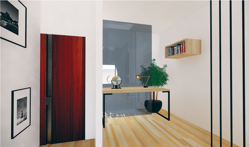 A naturally lit study corner designed for concentration and privacy within minimal space.