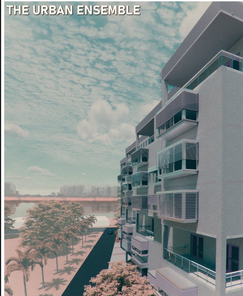 Bird's-eye view of the Plugin Housing community nestled in Tehran’s dense urban fabric.