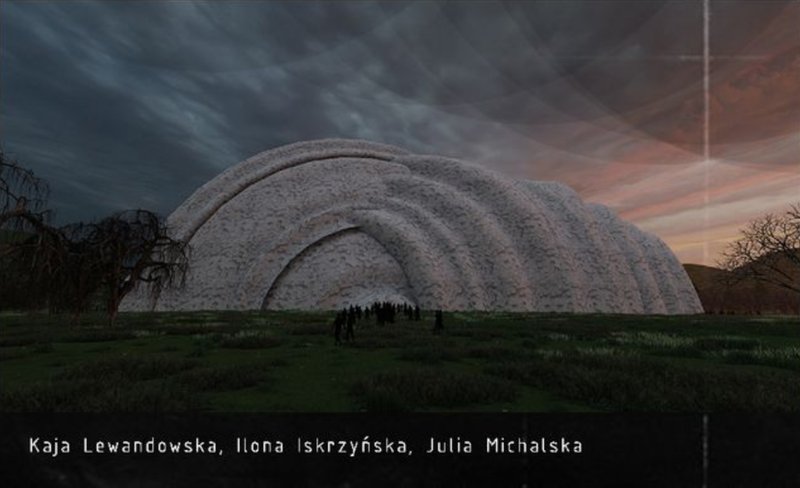 The Swarm's main biosphere unit — a mycelium-based shelter for post-apocalyptic human settlement.