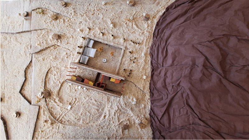 A contextual model of the retreat embedded in the Libyan desert’s terrain and topography.