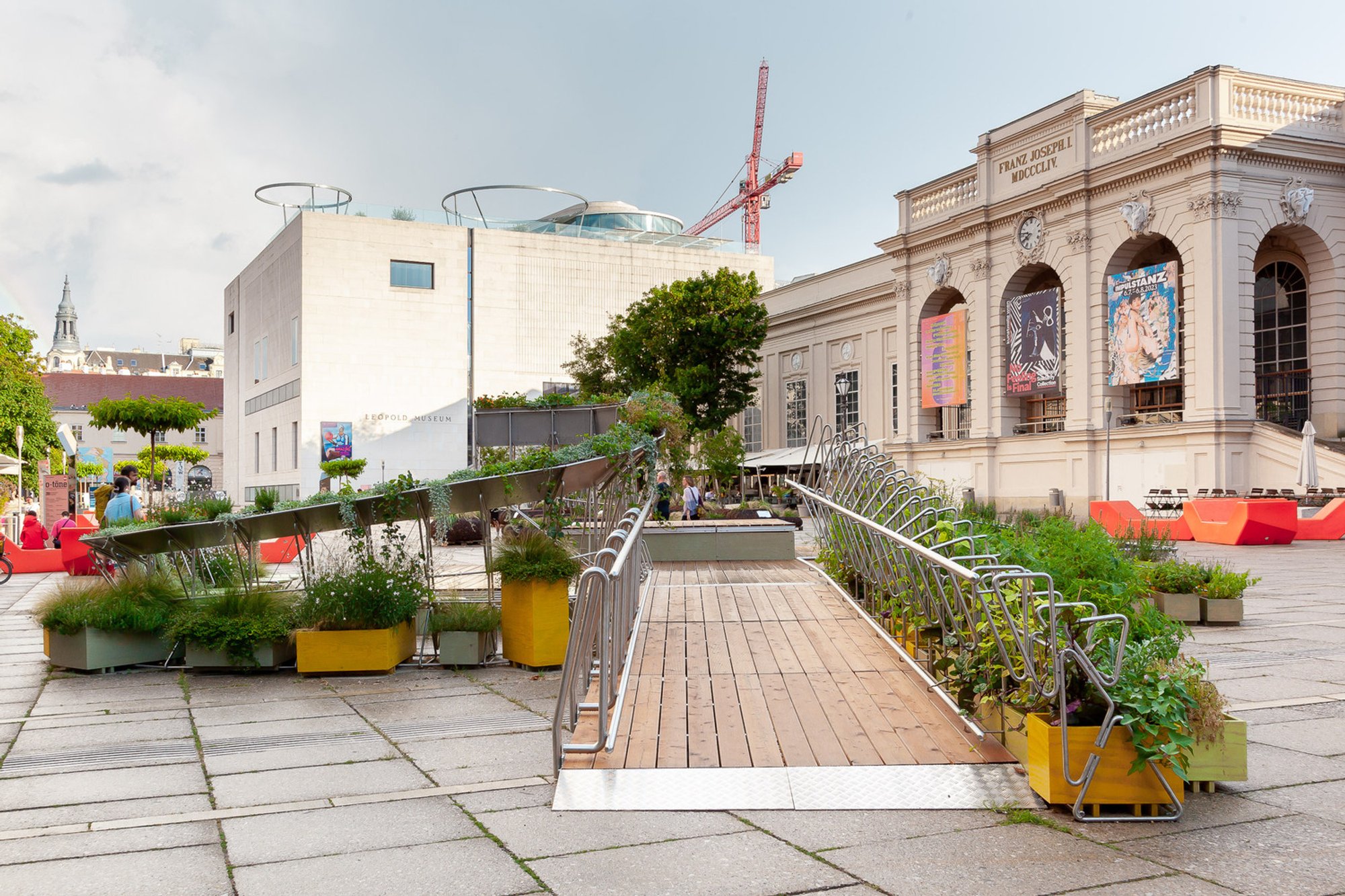 Urban Green Island Vienna by OpenFields: A Modular Stage for Public Inclusion and Urban Ecology