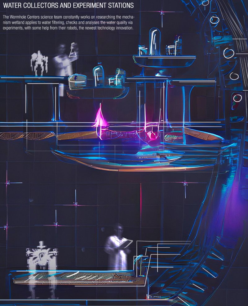 Cutting-edge labs study natural filtration systems using robots and real-time experiments on water quality and purification.