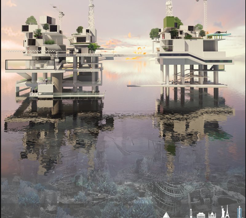 Transforming abandoned oil rigs into self-sustaining ecological sanctuaries over the Mediterranean Sea.