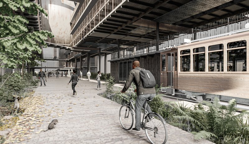 A green, walkable public realm with integrated transit reconnects Makoko to the larger urban fabric.