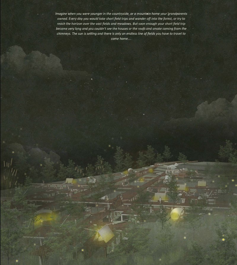 Firefly-lit trails and tent capsules stretch across the wetlands, showcasing the immersive layout of Phase 2.