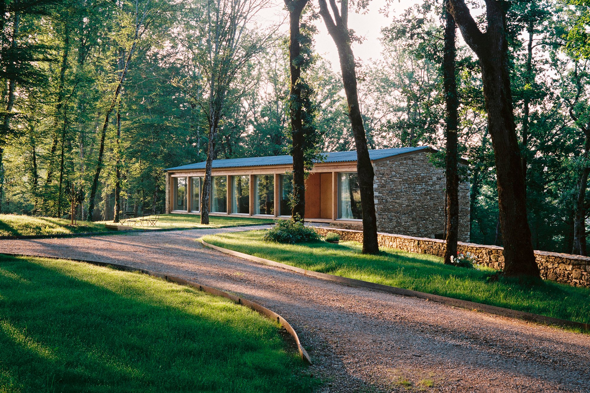 Guesthouse in a Forest of Oak Trees by SAPIENS ARCHITECTES: A Serene Dialogue with Nature