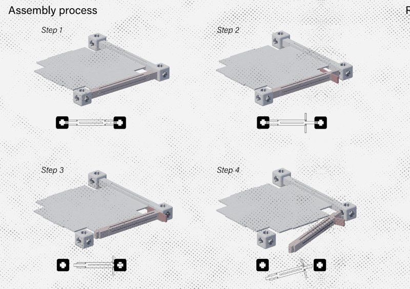 Step-by-step modular assembly using plug-in joints allows for flexible, tool-free construction tailored to any site.