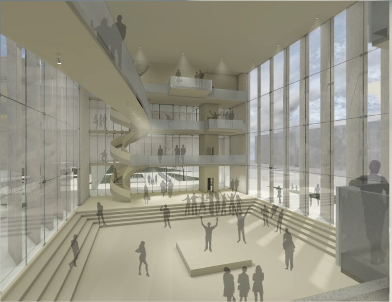 The central atrium encourages public assembly, discourse, and interaction.