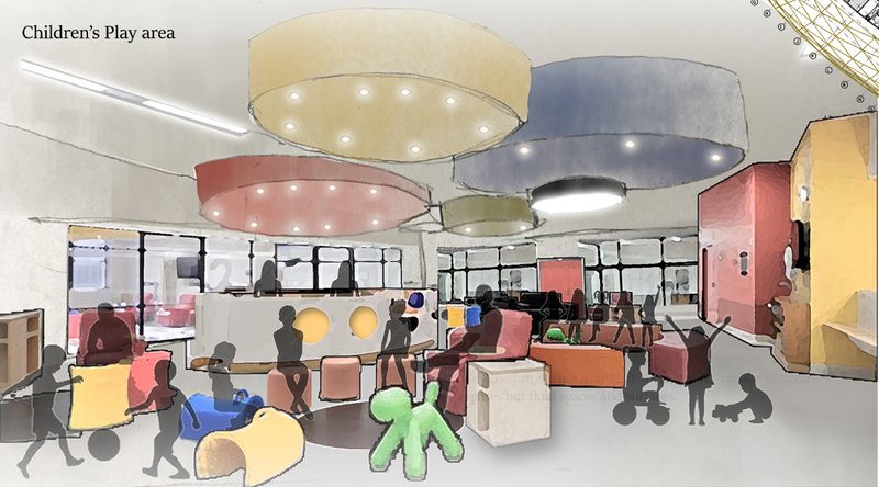 A nurturing, sensory-rich play environment promotes healing through joy, interaction, and spatial comfort.