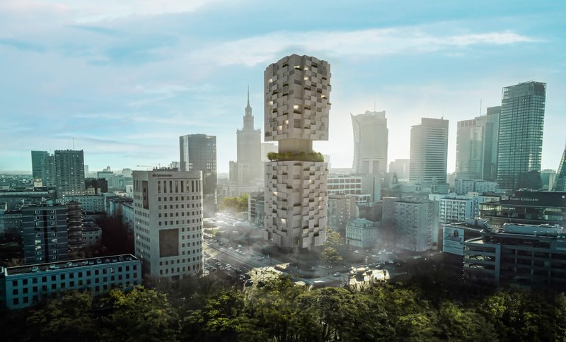 The Skyscraper of Life anchors Warsaw’s skyline with a bold, modular form that adapts to urban change.