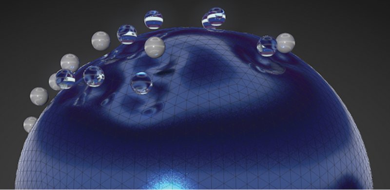 A smooth gravitational depression guides capsule docking and fluid motion across the shell's surface.