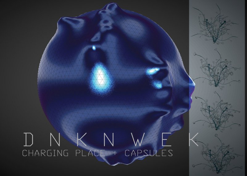 A high-energy capsule charging station where swarm intelligence enables modular interaction between connected systems.