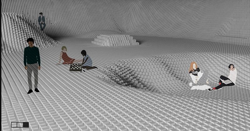 The modular floor adapts to users’ needs—whether for play, rest, or interaction—merging architecture with experience.