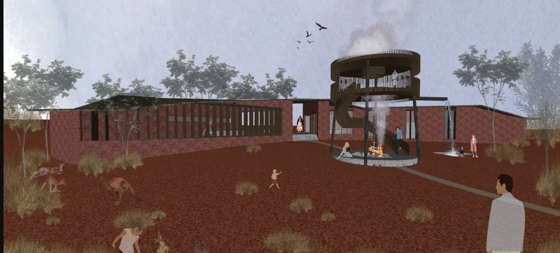 An open courtyard blending storytelling, fire, and play under one cultural roof.