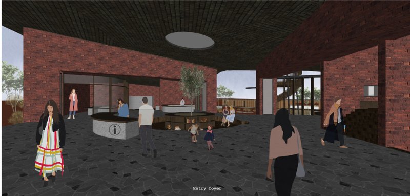 &nbsp;A welcoming threshold that blends community interaction with informative spatial design.