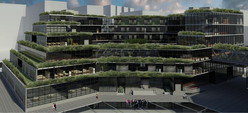 The building's stepped green terraces optimize insulation while serving as communal zones for recreation, gardening, and environmental education.