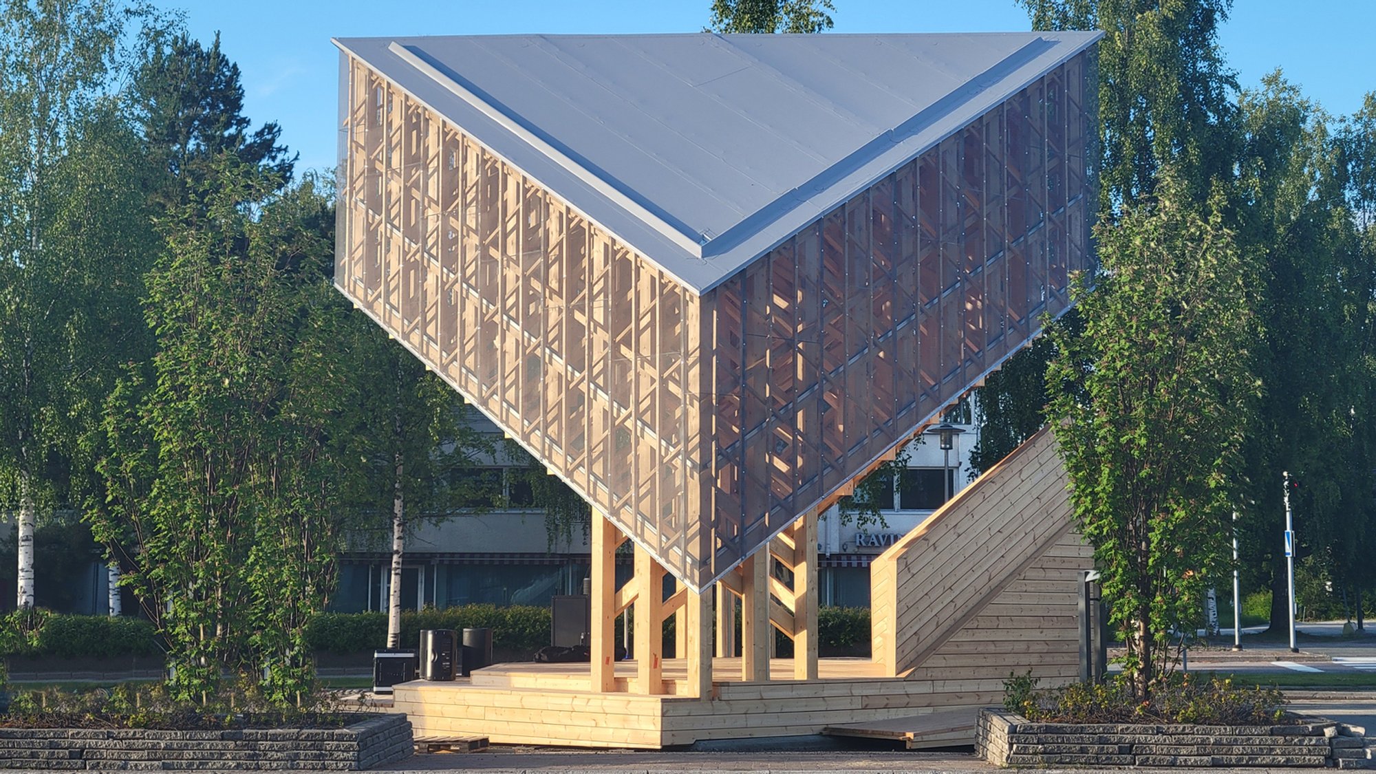 KIDE Outdoor Stage: A Striking Expression of Wooden Outdoor Stage Architecture in Kuhmo, Finland