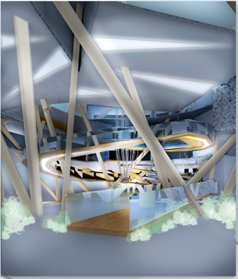 Rendered views of GROW’s biomimetic skeleton and podium that reflect Sibija’s presence, integrating solar panels and organic form.