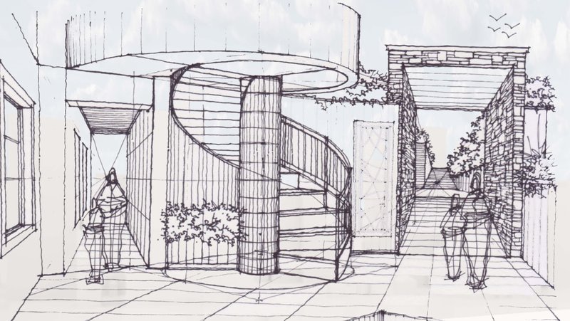 Human-scale circulation and landscaped transitions foster comfort and connection between vertical zones.