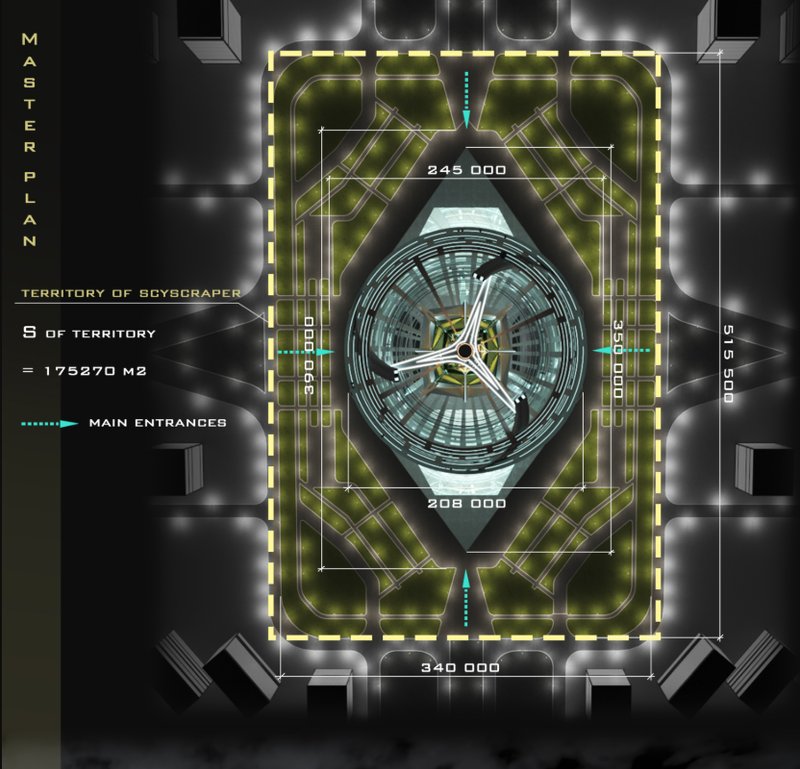A top-down view of the Cloud Workspace site, revealing its geometric layout and urban integration across 175,270 m² of territory.