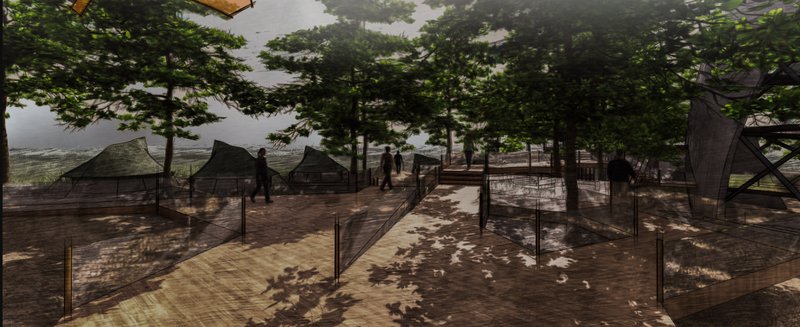 An artistic performance space nestled within native flora, designed to engage all senses.