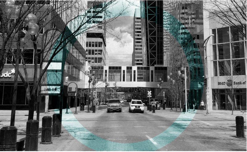 Activating underutilized interstitial spaces beneath Calgary’s Plus-15 skywalk network.