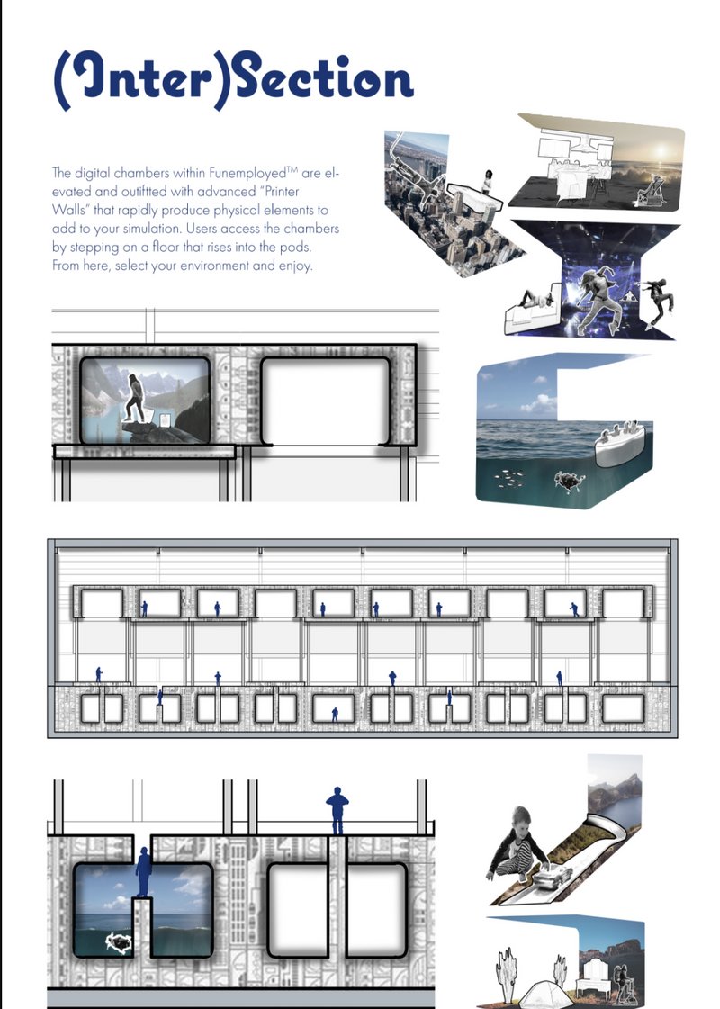 An architectural system of modular pods and printer walls creates customized simulations, forming a responsive and dynamic virtual habitat.
